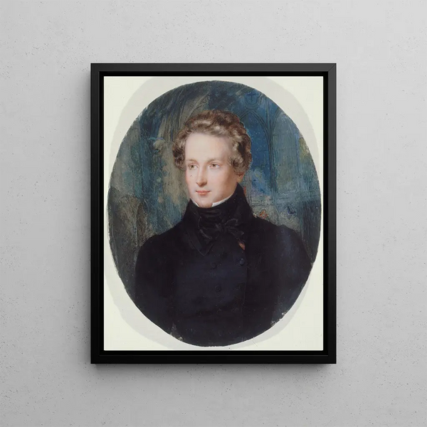 Jean Alaux - Portrait de Victor Hugo sur fond de NotreDame de Reims.webp