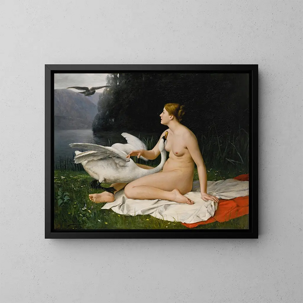 Leda en de zwaan - Jean Baptiste Paul Lazerges — ingelijst kunstwerk aan de muur