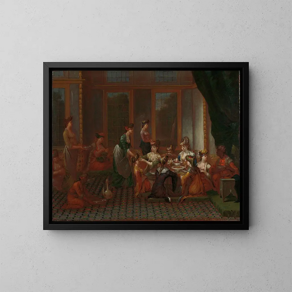 Banket van Turkse dames van stand - Jean-Baptiste Vanmour — ingelijst kunstwerk aan de muur