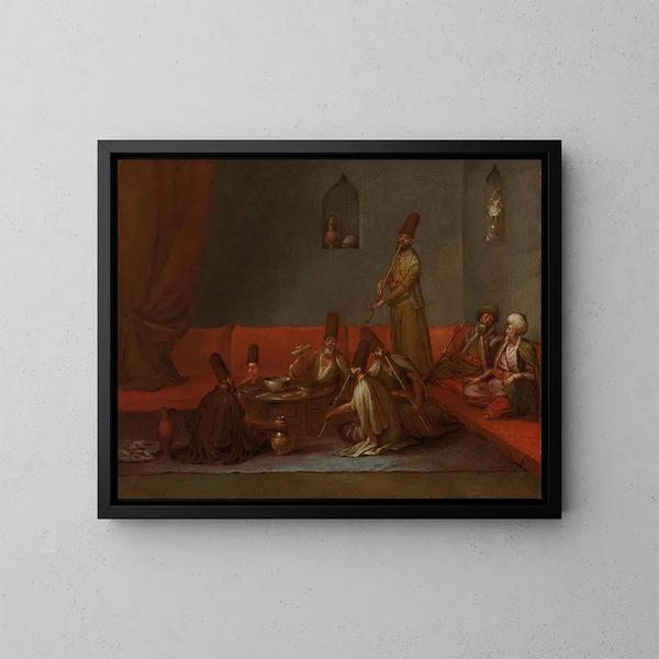 Derviches die een maaltijd delen - Jean-Baptiste Vanmour — ingelijst kunstwerk aan de muur