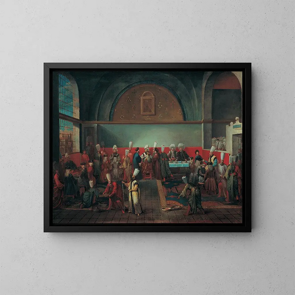 Diner in het paleis ter ere van een ambassadeur - Jean-Baptiste Vanmour — ingelijst kunstwerk aan de muur