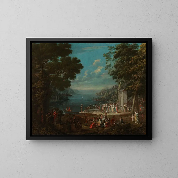 Uitgang tussen dames in Hnkr skelesi langs de Bosporus - Jean-Baptiste Vanmour — ingelijst kunstwerk aan de muur