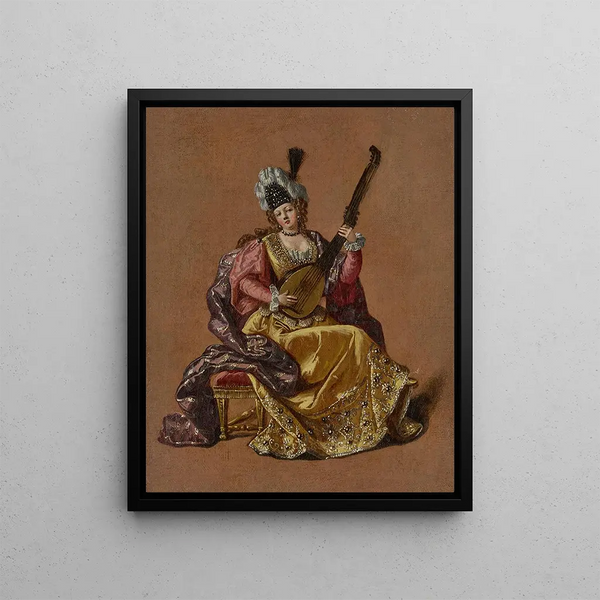Jean Baptiste Vanmour - Lady playing an archlute.webp