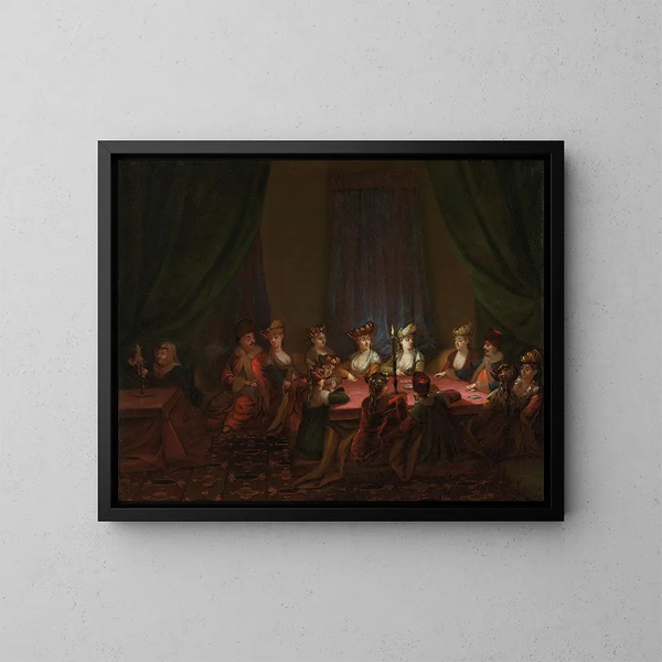 Feest van Armeniërs die kaarten spelen - Jean-Baptiste Vanmour — ingelijst kunstwerk aan de muur