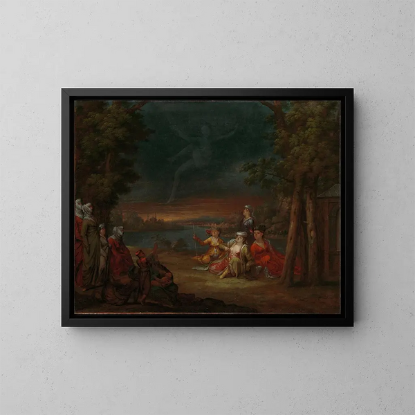 Turkse vrouwen op het platteland bij Istanbul - Jean-Baptiste Vanmour — ingelijst kunstwerk aan de muur