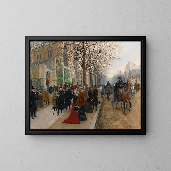 van Na de dienst in de Sint-Trinitaskerk, Kerstmis 1890 - Jean Béraud — ingelijst kunstwerk aan de muur