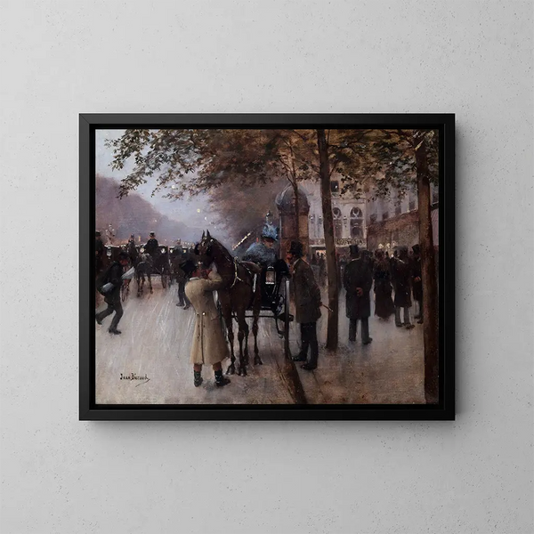 Le boulevard des Capucines le soir devant le Café Napolitain - Jean Béraud — ingelijst kunstwerk aan de muur