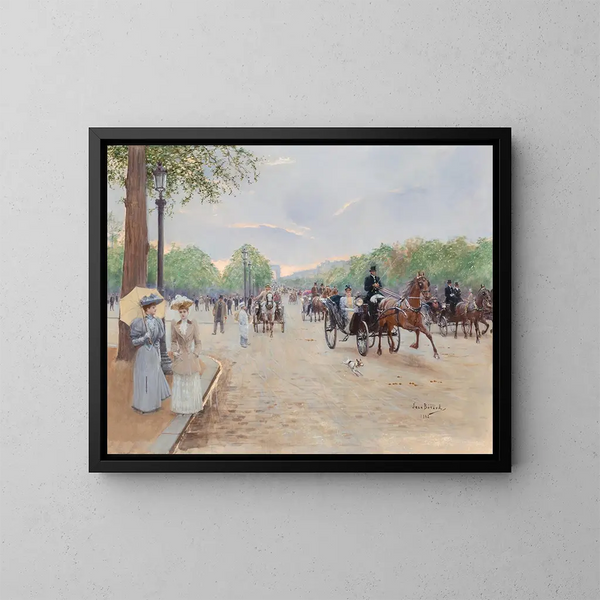 Op de Champs-Élysées - Jean Béraud — ingelijst kunstwerk aan de muur