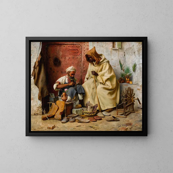 De schoenmaker - Jean Discart — ingelijst kunstwerk aan de muur