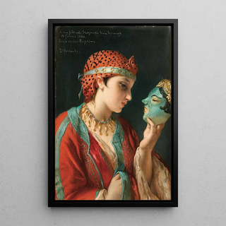 Jean Franois Portaels - Portrait of a young girl with a mask.webp