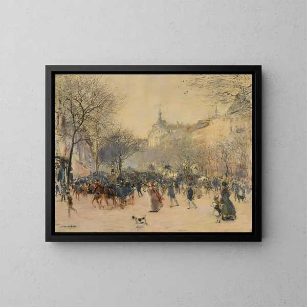 Le Carrefour Drouot, Parijs - Jean François Raffaëlli — ingelijst kunstwerk aan de muur
