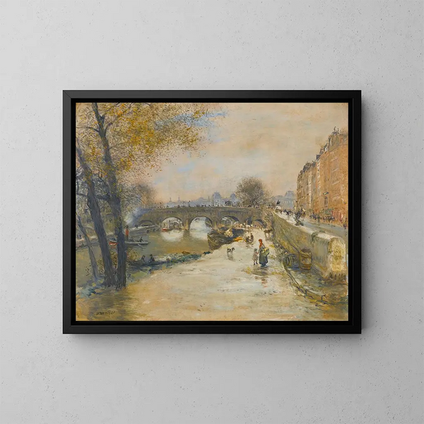 Het dok voor de Pont-Neuf - Jean François Raffaëlli — ingelijst kunstwerk aan de muur