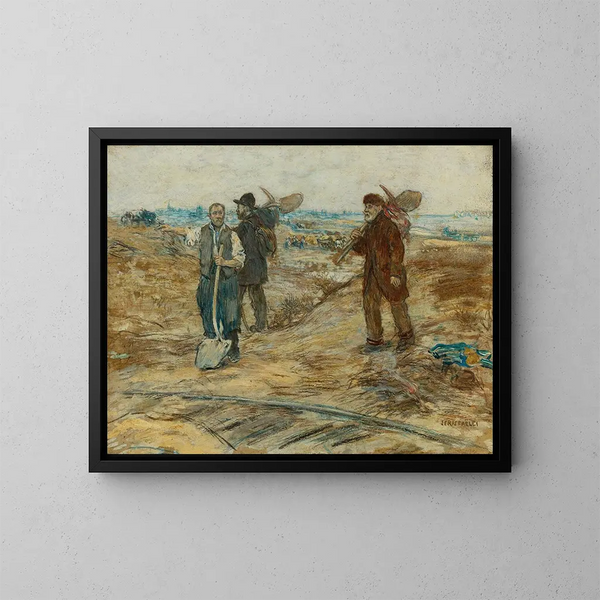 Les Trois Cheminots - Jean François Raffaëlli — ingelijst kunstwerk aan de muur