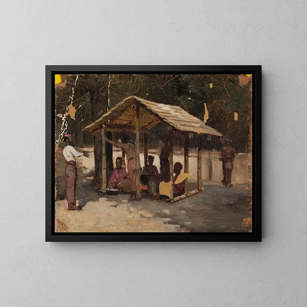 scène in een Arabisch dorp - Jean Lulvs — ingelijst kunstwerk aan de muur