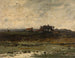 boerderijen bij zonsondergang - Jean Pierre François Lamorinière — weergave van het kunstwerk
