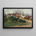 Soldiers leading horses on a bridge - Jean Richard Goubie — framed artwork on a wall
