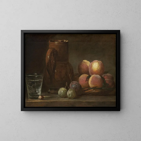 Fruitsmand en een glas - Jean Siméon Chardin — ingelijst kunstwerk aan de muur