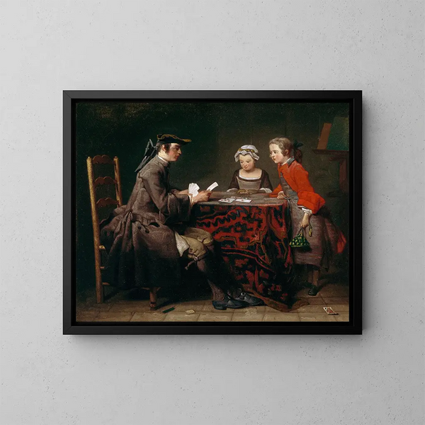 De kaarten torens - Jean Siméon Chardin — ingelijst kunstwerk aan de muur