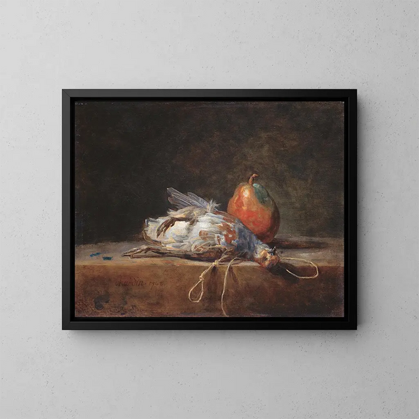 Natuurstudie met paregans en peer - Jean Siméon Chardin — ingelijst kunstwerk aan de muur