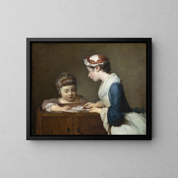 La Petite Maîtresse d'école - Jean Siméon Chardin — ingelijst kunstwerk aan de muur