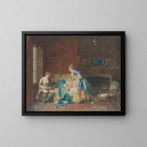 Le premier bébé - Jehan Georges Vibert — ingelijst kunstwerk aan de muur
