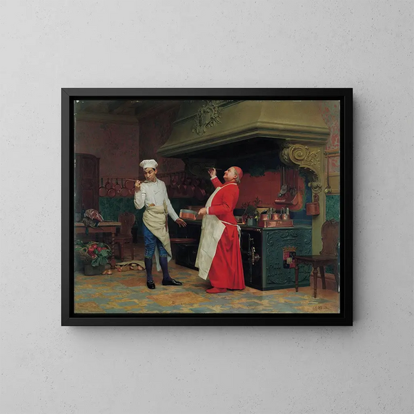 La sauce merveilleuse - Jehan Georges Vibert — ingelijst kunstwerk aan de muur