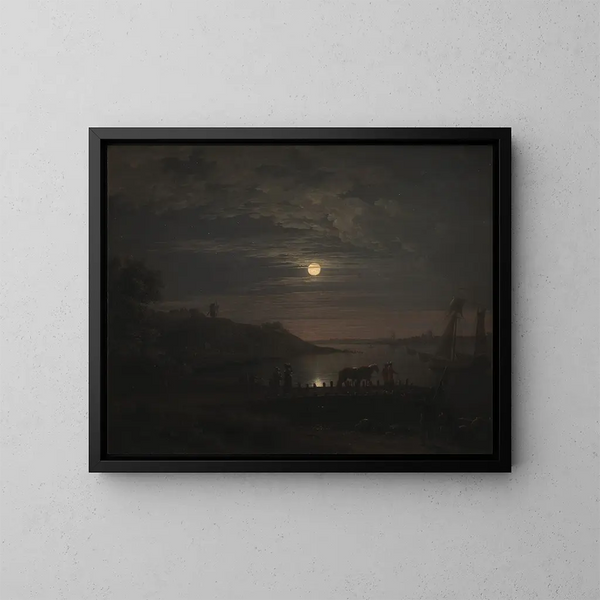van Jens Juel's schilderij "Le passage sur le Petit Belt à Snoghj au lever de la lune" — ingelijst kunstwerk aan de muur