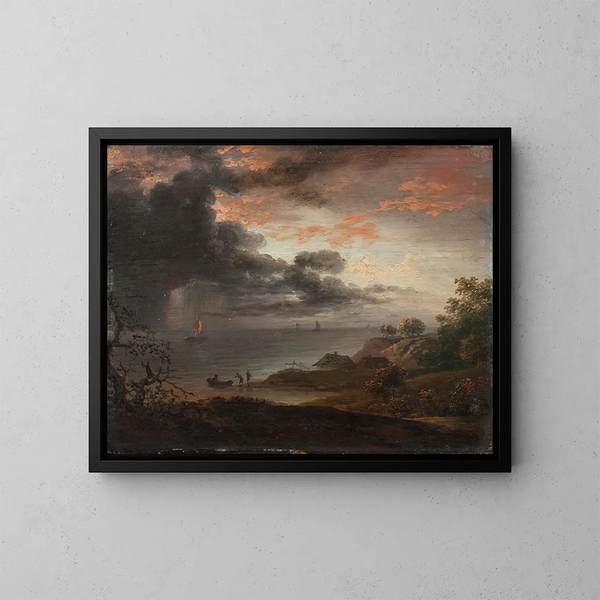 Regenbui die op de zee valt - Jens Juel — ingelijst kunstwerk aan de muur
