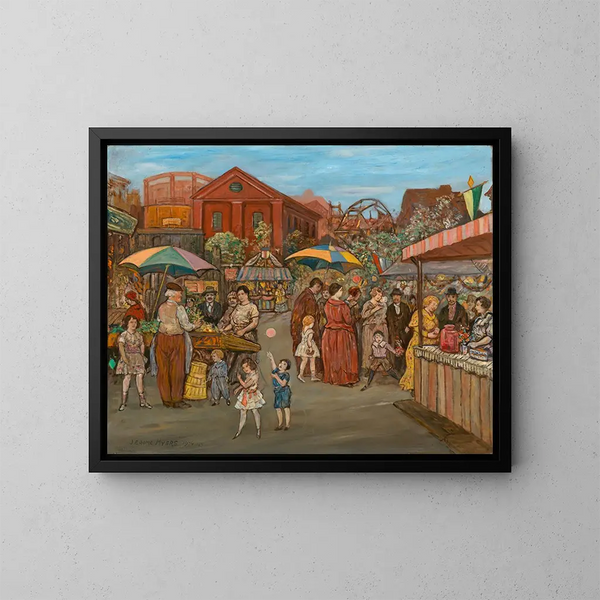 Italiaanse schilderij in Jefferson Park - Jerome Myers — ingelijst kunstwerk aan de muur