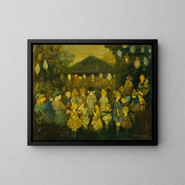 Wachten op het concert - Jerome Myers — ingelijst kunstwerk aan de muur