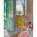 Reproductie van het schilderij van een jonge vrouw in een bloemrijke interieur - Henri Lebasque