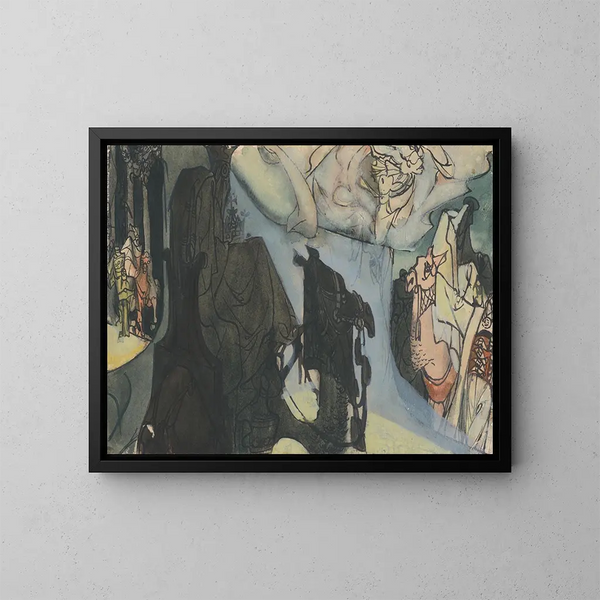 Trein van kamelen - Jan Novák — ingelijst kunstwerk aan de muur