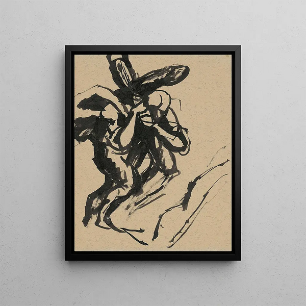 Oudeman met een kruis op de schouder - Jan Novák — ingelijst kunstwerk aan de muur