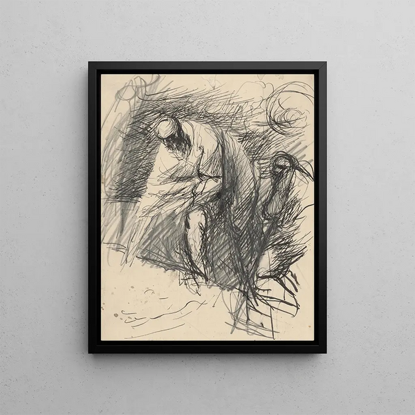Oud man gebogen - Jan Novák — ingelijst kunstwerk aan de muur
