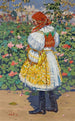 Fille en costume traditionnel dans un jardin - Joža Uprka — weergave van het kunstwerk