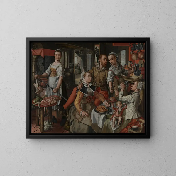 Scene van een bordeel - Joachim Beuckelaer — ingelijst kunstwerk aan de muur