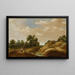 Landschap met duinen, een boerin en een kind op een pad, boerderijen op de achtergrond - Joachim Govertsz Camphuysen — ingelijst kunstwerk aan de muur