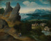 Landschapsschilderij met de Vlucht naar Egypte - Joachim Patinier — weergave van het kunstwerk