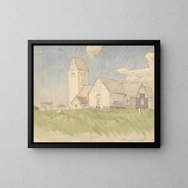 Kerk van Ejsing - Joakim Skovgaard — ingelijst kunstwerk aan de muur