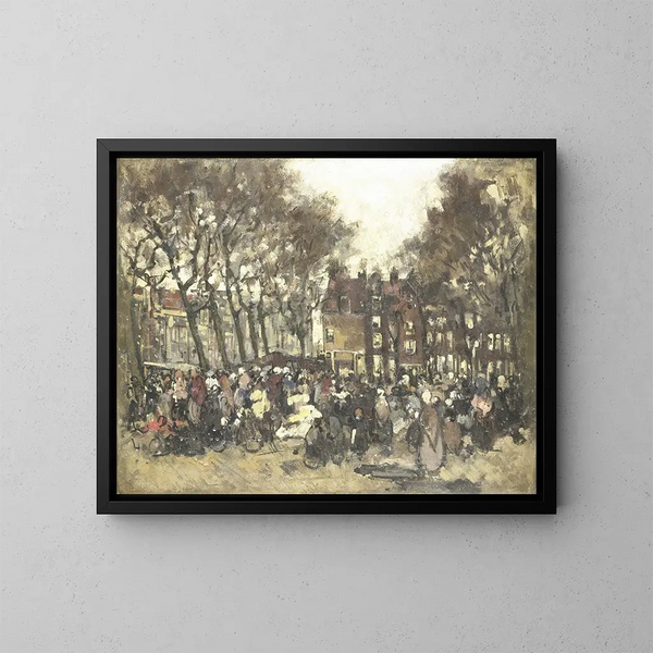 van het Noordermarkt in Amsterdam - Joannes Barnardus Antonius Maria Westerwoudt — ingelijst kunstwerk aan de muur
