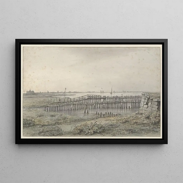 Joannes Dijkhoff jr - Rivierlandschap met palissaden.webp