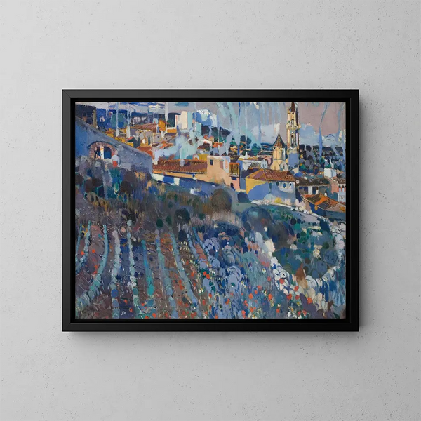 Dorp en terrassen - Joaquín Mir Trinxet — ingelijst kunstwerk aan de muur