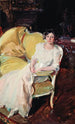 Clotilde zittend op de bank - Joaquín Sorolla — weergave van het kunstwerk