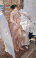 La robe rose après le bain - Joaquín Sorolla — weergave van het kunstwerk