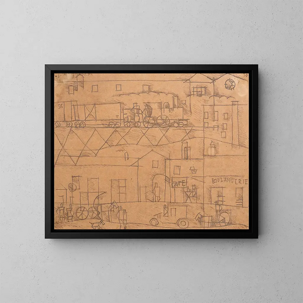 La Gare - Joaquín Torres-García — ingelijst kunstwerk aan de muur