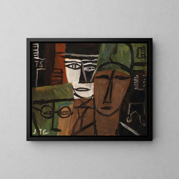 Têtes - Joaquín Torres-García — ingelijst kunstwerk aan de muur