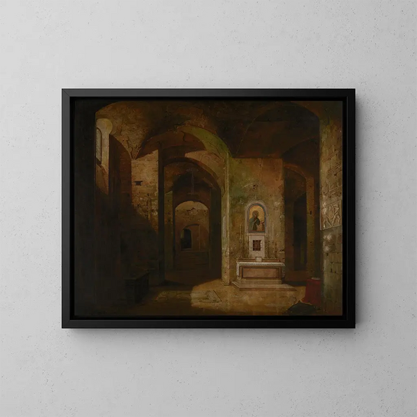 De crypte van de basiliek San Martino ai Monti in Rome - Jodocus Sebastiaen van den Abeele — ingelijst kunstwerk aan de muur