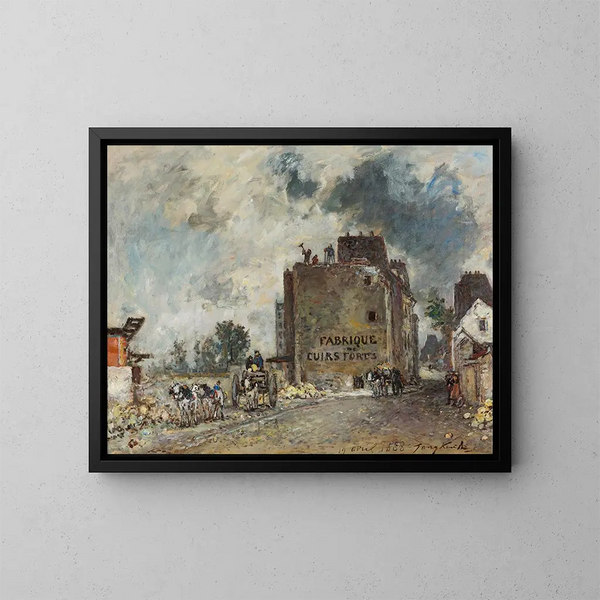 van de sloopwerkzaamheden in de Rue des Francs-Bourgeois Saint-Marcel - Johan Barthold Jongkind — ingelijst kunstwerk aan de muur