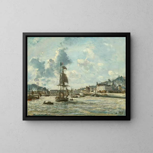 van Honfleur haveningang - Johan Barthold Jongkind — ingelijst kunstwerk aan de muur