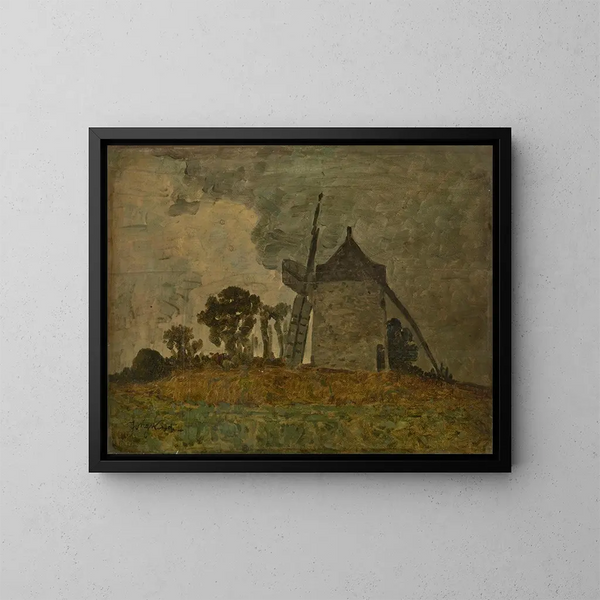 Landschap met een windmolen - Johan Barthold Jongkind — ingelijst kunstwerk aan de muur